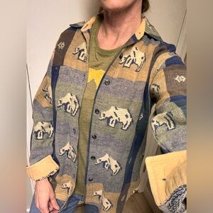 Vintage 90s Shacket The Nature Company S Flannel Shirt Plaid Polar Bears Button